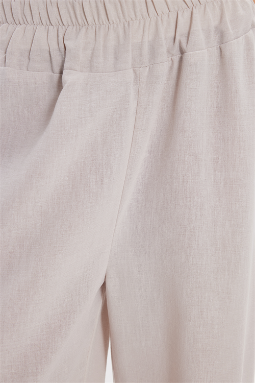 Kadın Relax Fit Rahat Kesim Beli Lastikli Bej Pantolon