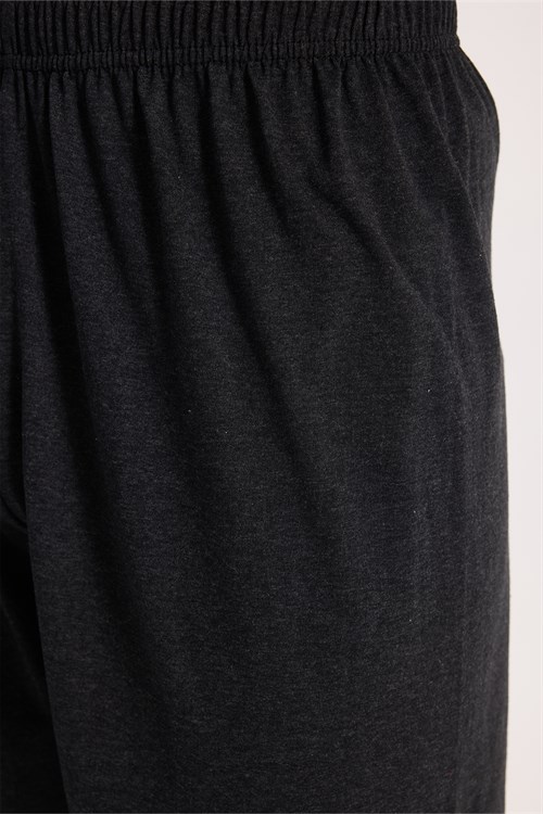 Erkek Standart Fit Rahat Kesim Uzun Kollu Pamuklu Gri Siyah Pijama Takımı