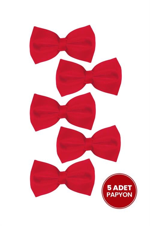 5li Paket Kırmızı Erkek Papyon
