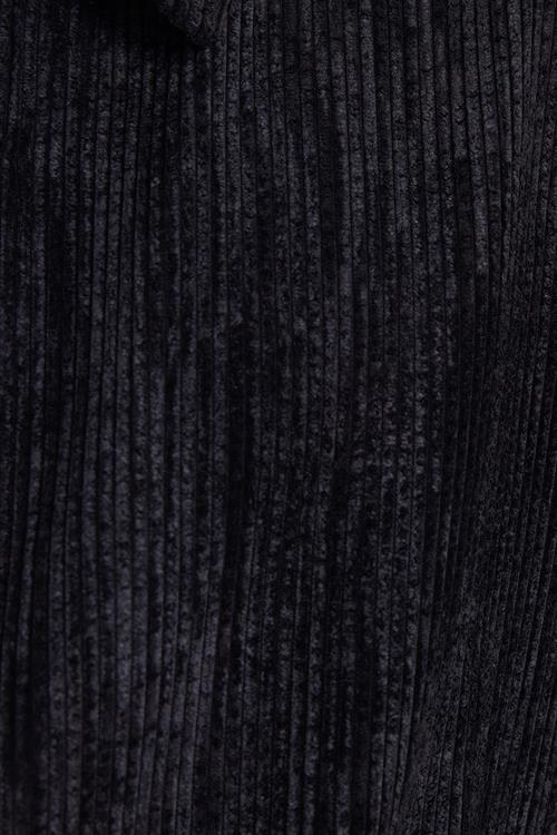Erkek Relax Fit Rahat Kesim Fitilli Fermuarlı Astarlı Cepli Kolej Siyah Ceket Mont Gömlek