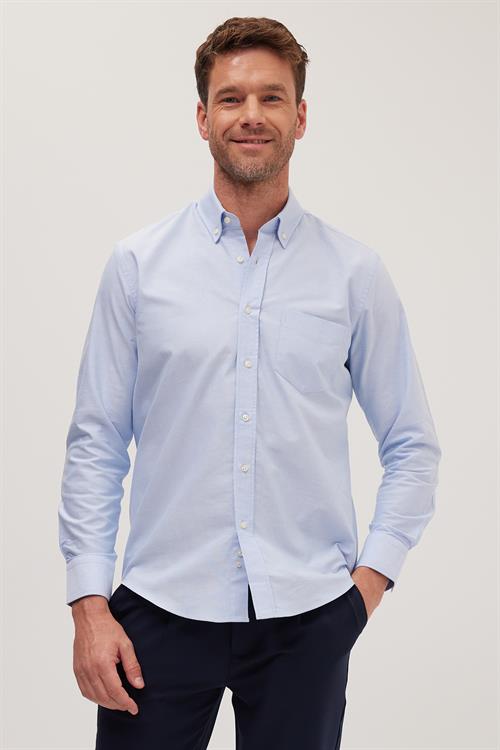 Erkek Regular Fit Klasik Kesim Premium Oxford %100 Pamuk Mavi Gömlek