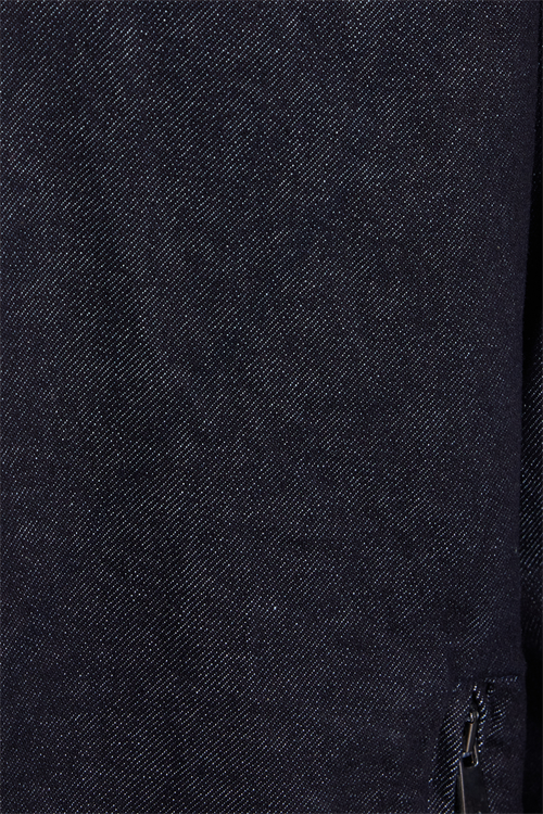 Erkek Regular Fit Rahat Kesim Kadife Yaka Fermuarlı Denim Lacivert Ceket Gömlek