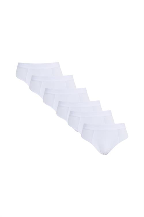Erkek 6lı Paket Likralı Beyaz Slip Külot
