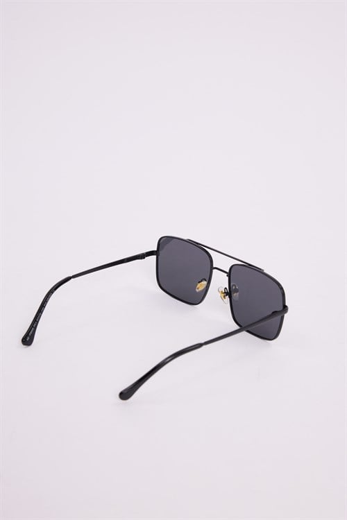 Unisex Retro Tasarım UV400 Korumalı Siyah Metal Çerçeveli Kare Güneş Gözlüğü