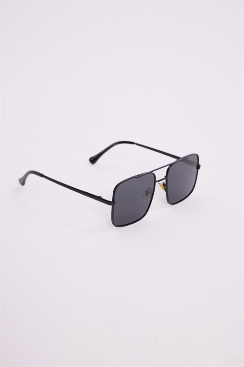 Unisex Retro Tasarım UV400 Korumalı Siyah Metal Çerçeveli Kare Güneş Gözlüğü