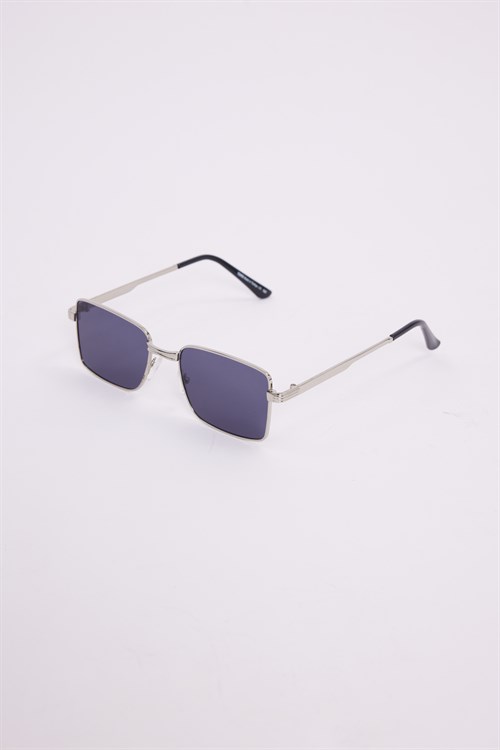 Unisex Retro Tasarım UV400 Korumalı Gümüş Metal Çerçeveli Dikdörtgen Güneş Gözlüğü
