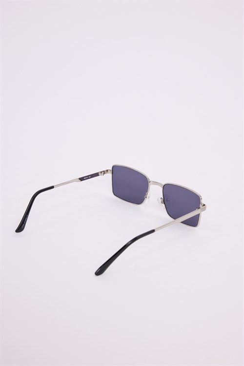 Unisex Retro Tasarım UV400 Korumalı Gümüş Metal Çerçeveli Dikdörtgen Güneş Gözlüğü