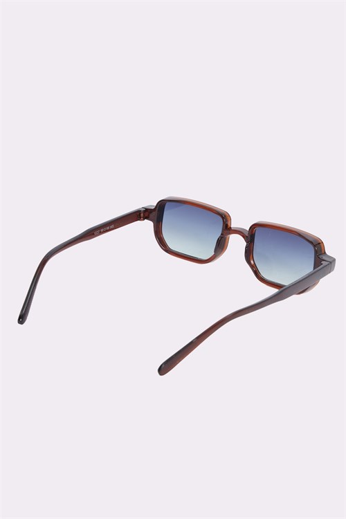 Unisex Geometrik Çerçeve Kahverengi Çerçeve Uv 400 Korumalı Güneş Gözlüğü