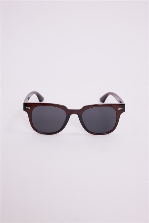 Unisex Oval Kahverengi Çerçeve Uv 400 Korumalı Siyah Cam Güneş Gözlüğü