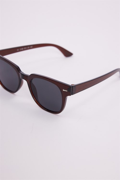 Unisex Oval Kahverengi Çerçeve Uv 400 Korumalı Siyah Cam Güneş Gözlüğü