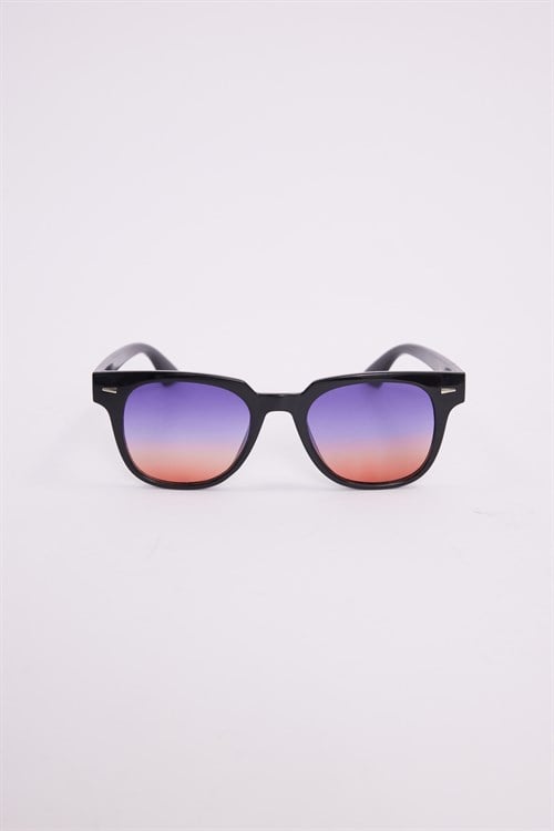 Unisex Oval Siyah Çerçeve Uv 400 Korumalı Renkli Cam Güneş Gözlüğü