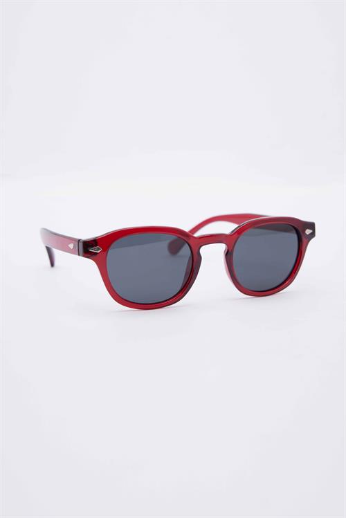 Unisex Oval Çerçeve Bordo Füme Cam Güneş Gözlüğü