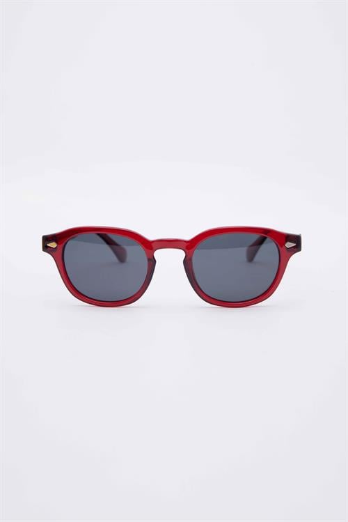 Unisex Oval Çerçeve Bordo Füme Cam Güneş Gözlüğü