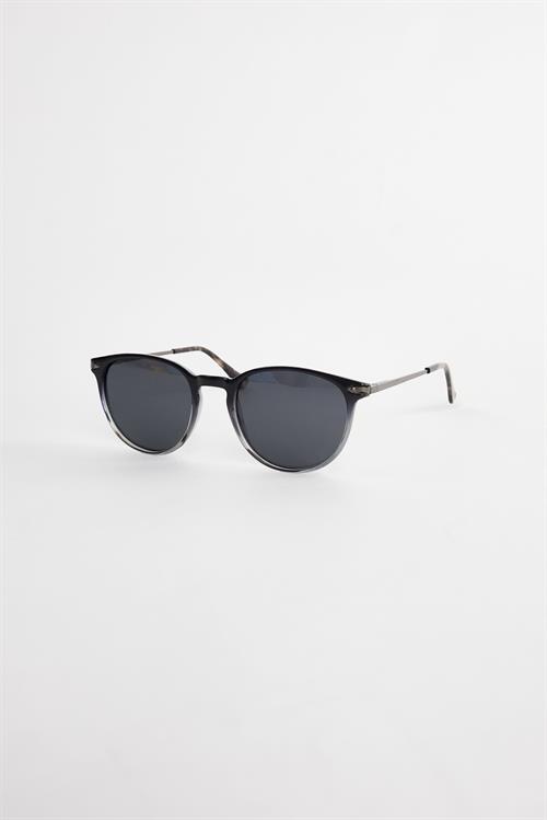 Unisex Oval Siyah Çerçeve Metal Saplı Güneş Gözlüğü