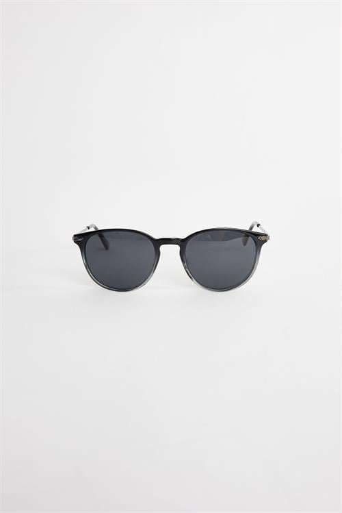 Unisex Oval Siyah Çerçeve Metal Saplı Güneş Gözlüğü