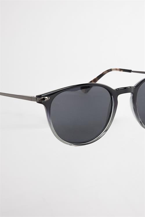 Unisex Oval Siyah Çerçeve Metal Saplı Güneş Gözlüğü