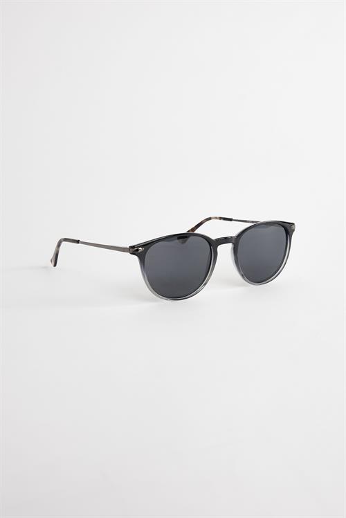 Unisex Oval Siyah Çerçeve Metal Saplı Güneş Gözlüğü