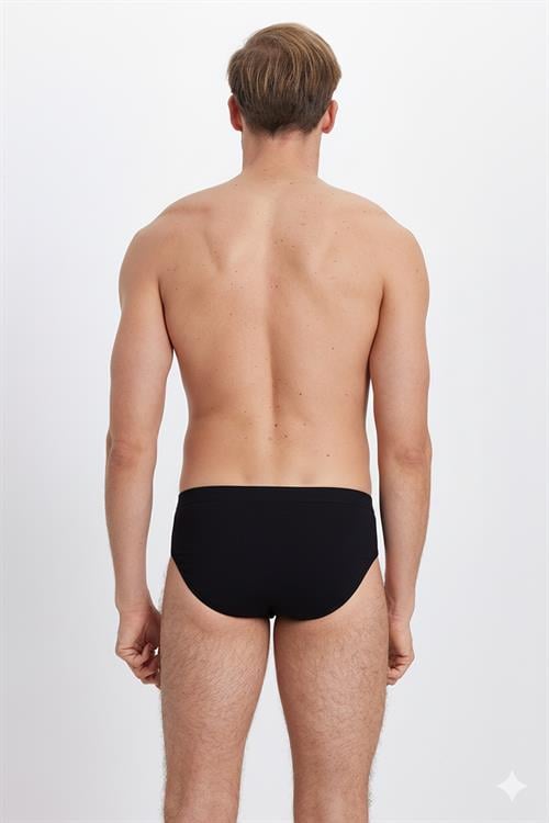 %100 Pamuk 6lı Paket Lastikli Siyah Slip Erkek Külot