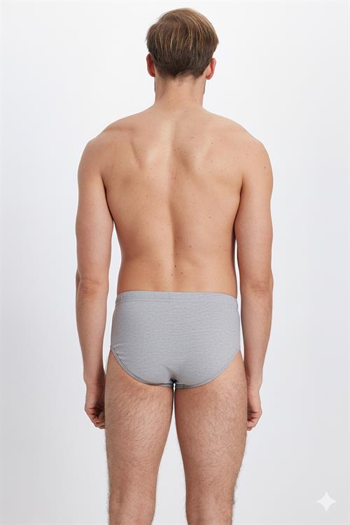 %100 Pamuk 6lı Paket Lastikli Gri Slip Erkek Külot