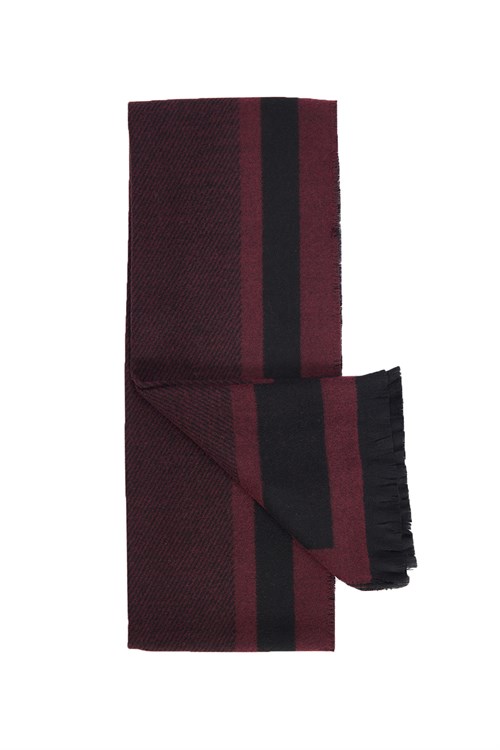 Erkek Klasik Desenli Yumuşak Dokulu Püsküllü Bordo Atkı
