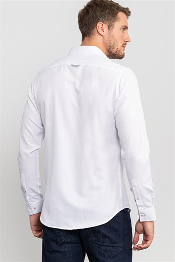 Slim Fit Uzun Kollu Düğmeli Yaka Düz Spor Erkek Gömlek