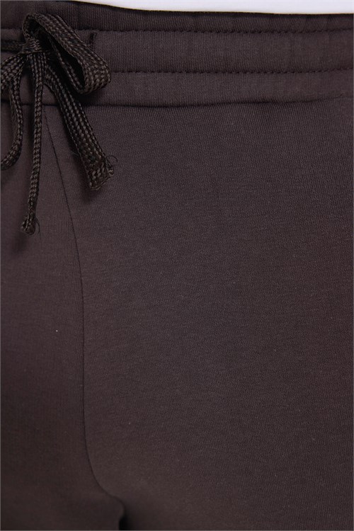 Unisex Relax Fit Rahat Kesim Şardonlu 3 Cepli Lastikli Jogger Paça Kahverengi Eşofman Altı