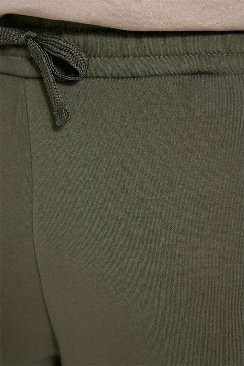 Unisex Relax Fit Rahat Kesim Şardonlu 3 Cepli Lastikli Jogger Paça Yeşil Eşofman Altı