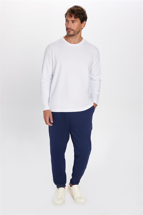 Unisex Relax Fit Rahat Kesim Şardonlu 3 Cepli Lastikli Jogger Paça Lacivert Eşofman Altı