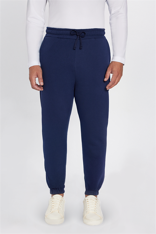 Unisex Relax Fit Rahat Kesim Şardonlu 3 Cepli Lastikli Jogger Paça Lacivert Eşofman Altı