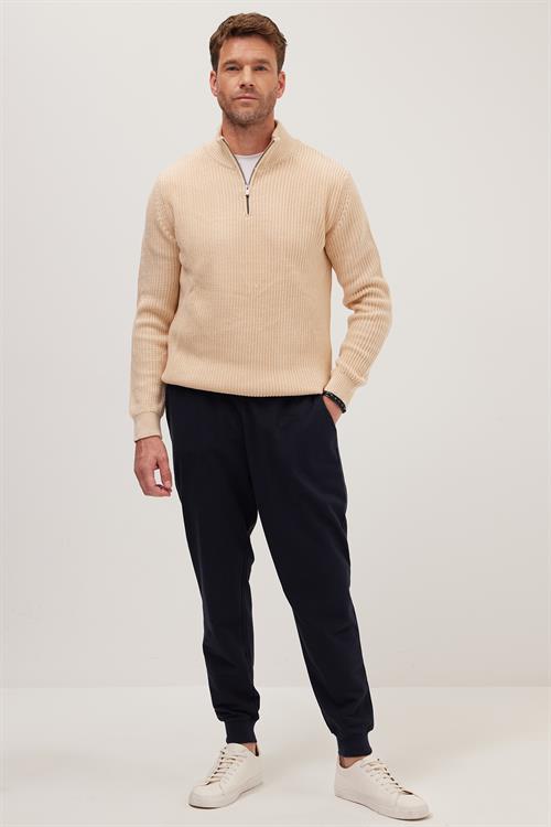 Erkek Regular Fit Klasik Kesim Beli Bağcıklı Jogger Cepli Lastikli Paça Lacivert Eşofman Altı