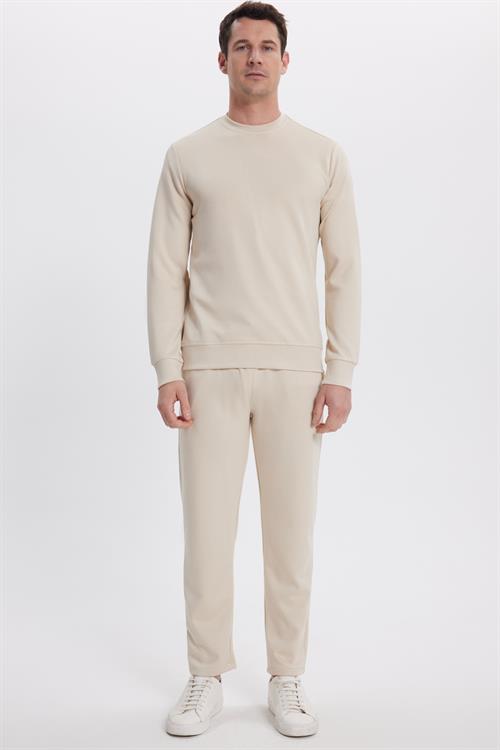 Erkek Slim Fit Dar Kesim Beli Bağcıklı 3 Cepli Geniş Paça Kemik Eşofman Altı