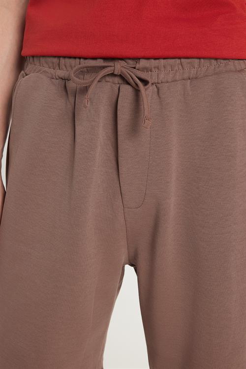 Erkek Regular Fit Klasik Kesim 3 cepli Beli Lastikli Kahverengi Şort