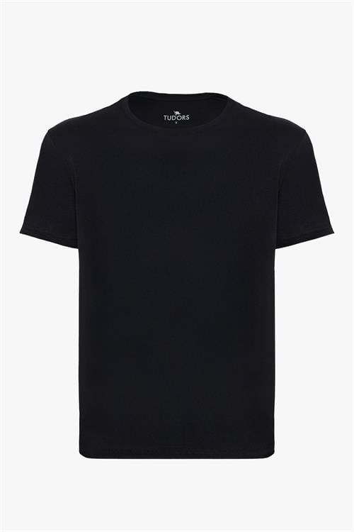Unisex Slim Fit Dar Kesim %100 Pamuk Yumuşak Dokulu Siyah Bisiklet Yaka Tişört