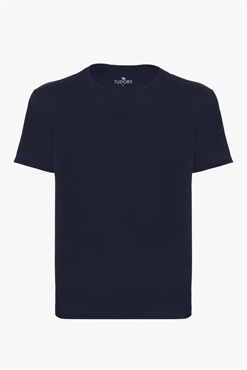 Unisex Slim Fit Dar Kesim %100 Pamuk Yumuşak Dokulu Lacivert Bisiklet Yaka Tişört