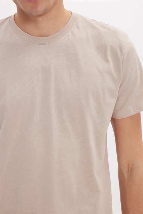 Unisex Slim Fit Dar Kesim %100 Pamuk Yumuşak Dokulu Taş Bisiklet Yaka Tişört