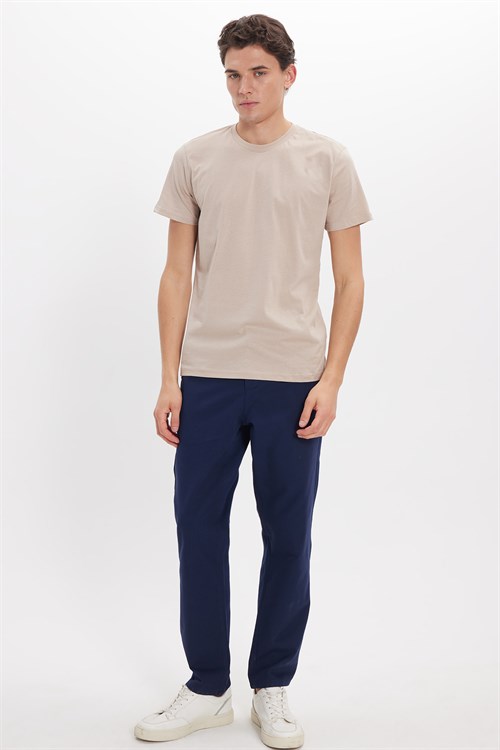 Unisex Slim Fit Dar Kesim %100 Pamuk Yumuşak Dokulu Taş Bisiklet Yaka Tişört