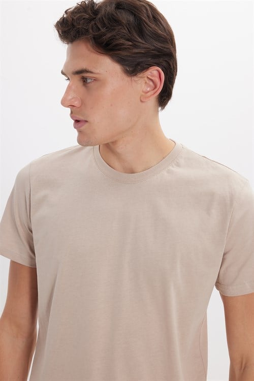 Unisex Slim Fit Dar Kesim %100 Pamuk Yumuşak Dokulu Taş Bisiklet Yaka Tişört