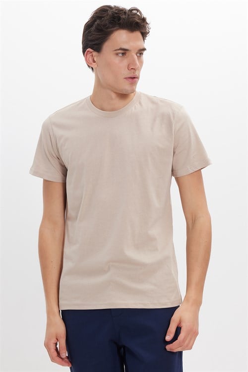 Unisex Slim Fit Dar Kesim %100 Pamuk Yumuşak Dokulu Taş Bisiklet Yaka Tişört