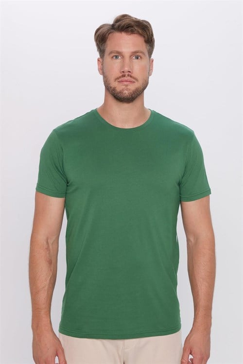 Unisex 5li Paket Lacivert-Beyaz-Yeşil-Bordo-Turuncu Slim Fit Dar Kesim %100 Pamuk Bisiklet Yaka Tişört