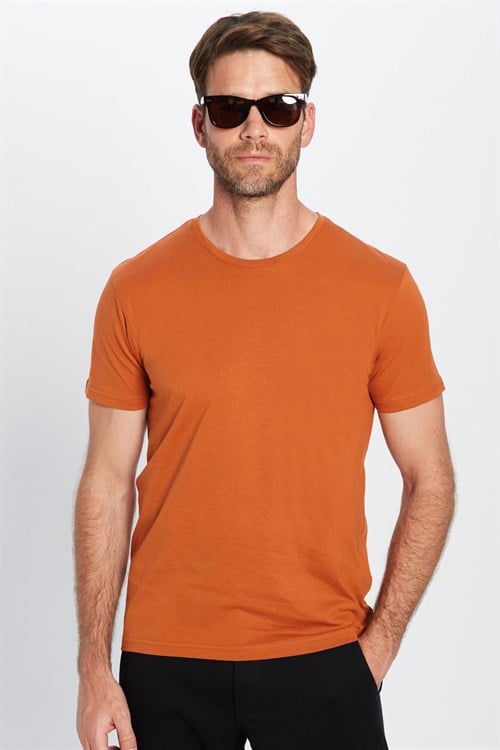 Unisex 5li Paket Lacivert-Beyaz-Yeşil-Bordo-Turuncu Slim Fit Dar Kesim %100 Pamuk Bisiklet Yaka Tişört
