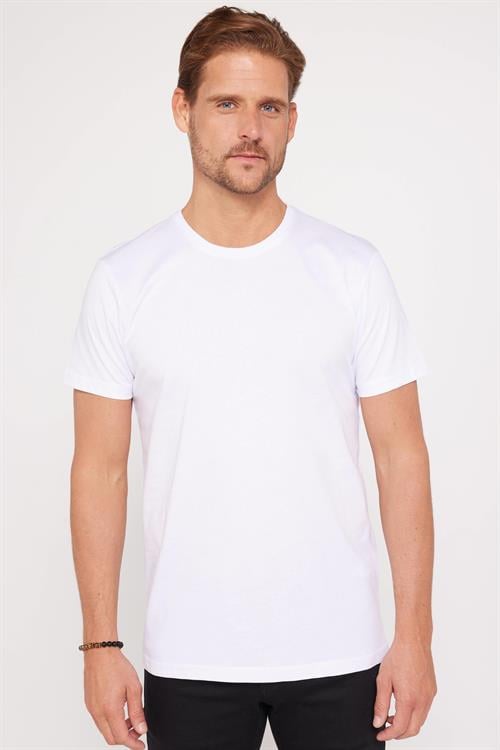 Unisex 5li Paket Siyah-Beyaz-Haki-Bordo-Vizon Slim Fit Dar Kesim %100 Pamuk Bisiklet Yaka Tişört