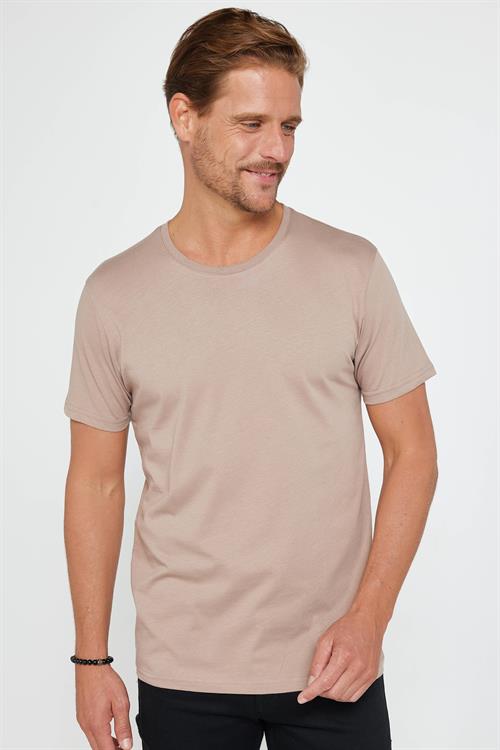 Unisex 5li Paket Siyah-Beyaz-Haki-Bordo-Vizon Slim Fit Dar Kesim %100 Pamuk Bisiklet Yaka Tişört
