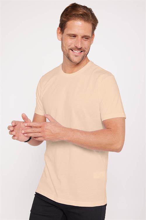 Unisex 5li Pkt Siyah-Beyaz-Lacivert-Vanilya-Haki Slim Fit Dar Kesim %100 Pamuk Bisiklet Yaka Tişört