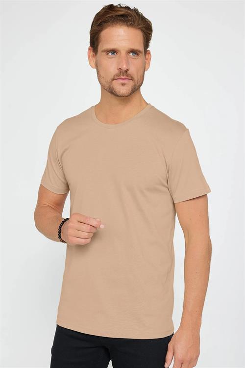 Unisex 5li Paket Siyah-Beyaz-Füme-Vizon-Yeşil Slim Fit Dar Kesim %100 Pamuk Bisiklet Yaka Tişört