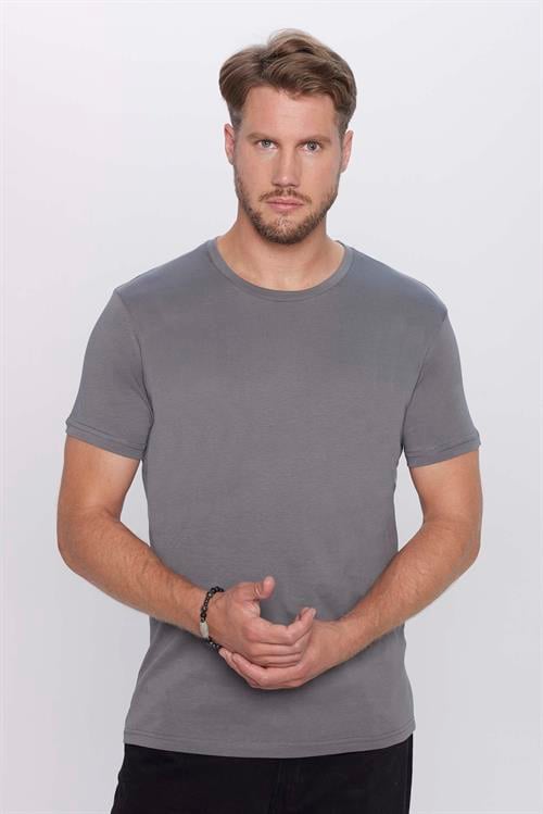Unisex 5li Paket Beyaz-Kırmızı-Gri-Yeşil-Siyah Slim Fit Dar Kesim %100 Pamuk Bisiklet Yaka Tişört
