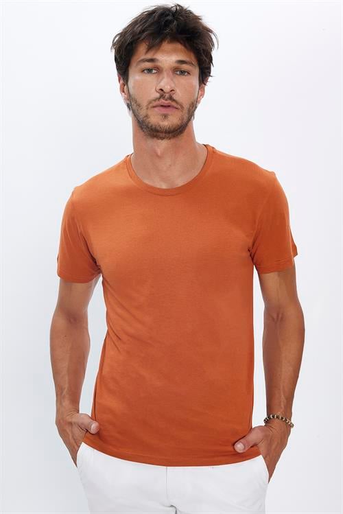Unisex 5li Paket Siyah-Beyaz-Taş-Tarçın-Z.Yeşil Slim Fit Dar Kesim %100 Pamuk Bisiklet Yaka Tişört​​​​​​​