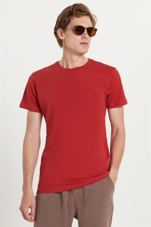 Unisex 5li Pkt Siyah-Beyaz-Taş-Kahvereng-Kiremit Slim Fit Dar Kesim %100 Pamuk Bisiklet Yaka Tişört