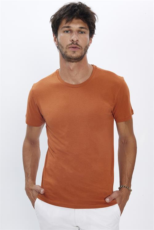 Unisex 5li Paket Siyah-Beyaz-Bordo-Tarçın-Gri Slim Fit Dar Kesim %100 Pamuk Bisiklet Yaka Tişört