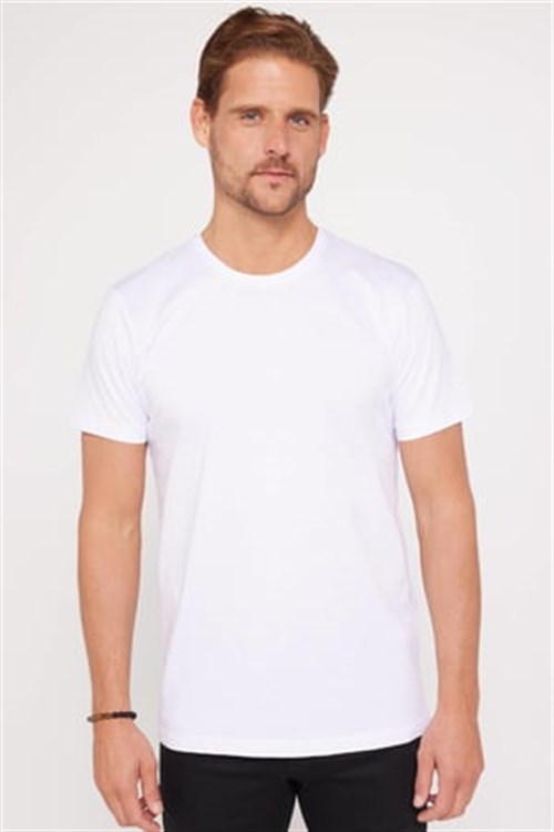 Unisex 5li Paket Siyah-Beyaz-Bordo-Mavi-Yeşil Slim Fit Dar Kesim %100 Pamuk Bisiklet Yaka Tişört