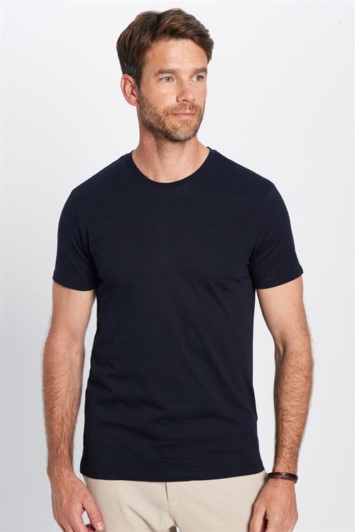 Unisex 5li Paket Siyah-Gri-Lacivert-Beyaz-Yeşil Slim Fit Dar Kesim %100 Pamuk Bisiklet Yaka Tişört